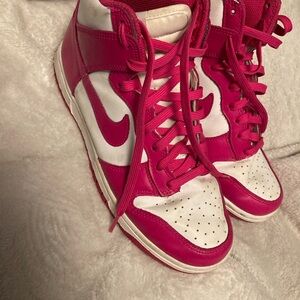 Nike Women's Fuchsia and White High-Top Sneakers